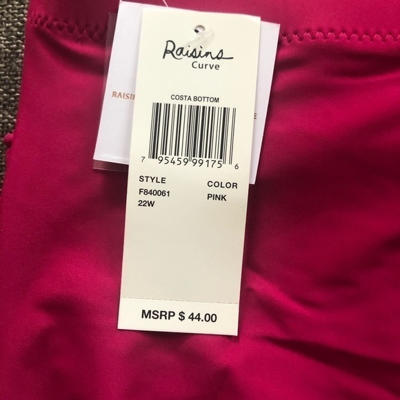 RAISINS Curve Costa Plus Size Solid High-Rise Swim Bikini Bottom Pink 22W - Picture 5 of 10
